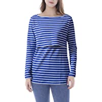 Smallshow Tops de Rayas de Amamantar para Mujeres Camisa de Lactancia de Manga Larga en Capas
